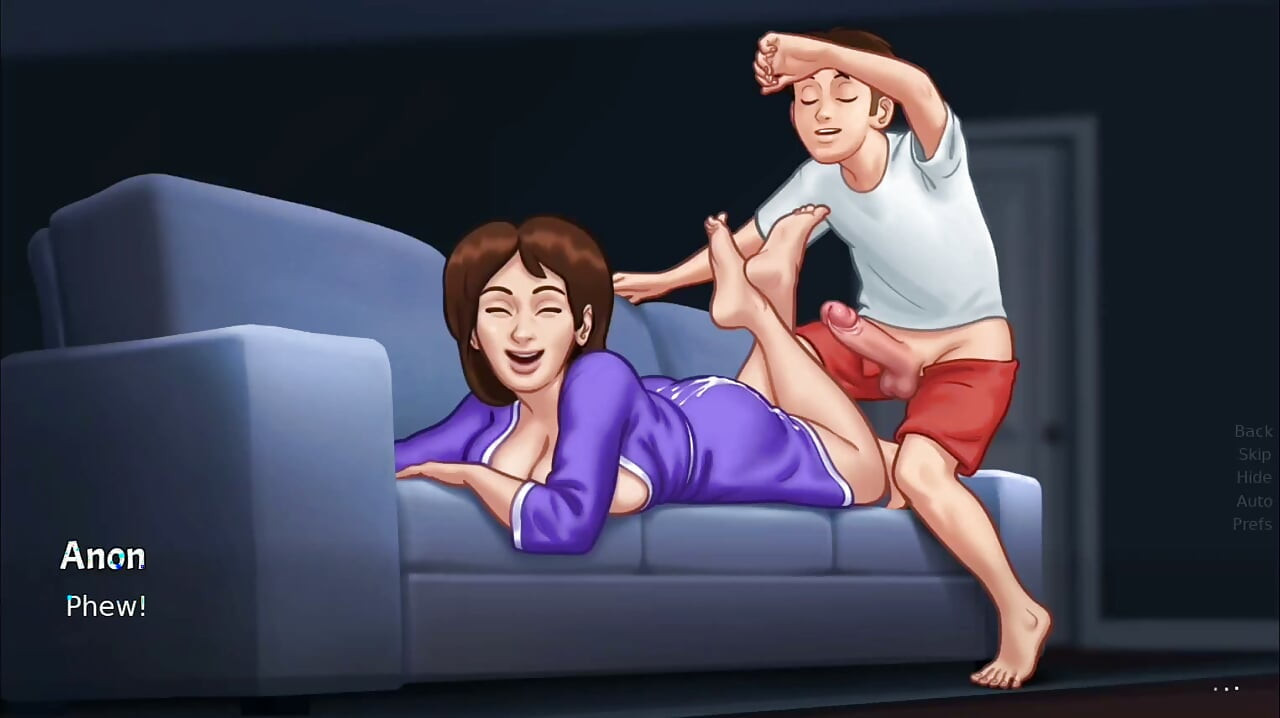Big Ass Landlady Gives Blowjob and Footjob, He Cums on Her Ass - summertime saga gameplay part 2