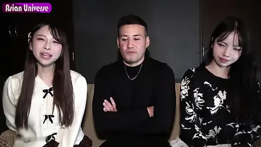 Triple Rush. İri göğüslü güzel kadın kesintisiz yoğunluk ve cesur hareketlerle tırmanan vahşi bir üçlü yola katılıyor