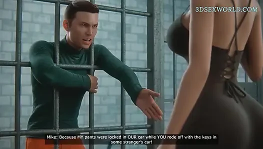 Uzun boylu aldatan evli kadın kocasını hapishaneden kurtarmak için her şeyi yapar (3 boyutlu anime)