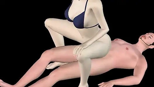 Animasyonlu 3 boyutlu porno - güzel kız Asyalı adamın yarağına amında ve götünde biniyor
