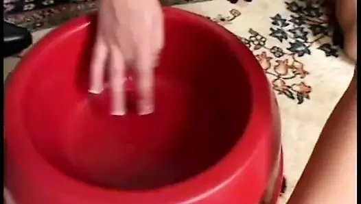 Esmer ve sarışın fahişeler dildolarla oynuyor, sonra dövülmek