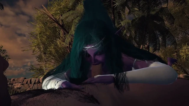 Night Elf Princess bahçede sana sakso çekiyor bakış açısı 3 boyutlu porno