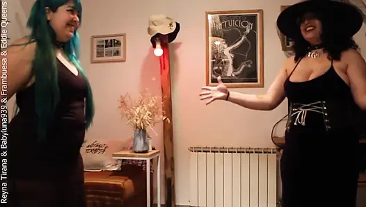 3 cadı (biri hamile) beni kullanıyor ve şeytanı çağırmak için beni hizmetçi olarak giydiriyor