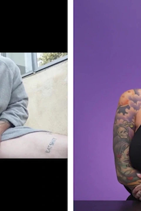 Orta yaşlı seksi kadın dövmeli güzeller canavar yarakla mastürbasyon yapıyor