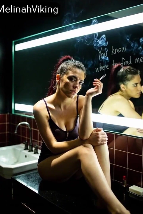 Banyoda sigara içiyor