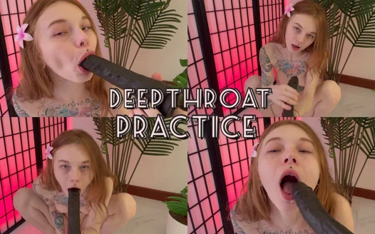 Karneli gırtlağına kadar alma becerileri üzerinde pratik yapıyor