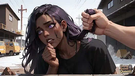 Kar yağışlı bir sokaktaki en iyi zenci sikişi! Mor saçlı kraliçenin zenci xxx zevki.