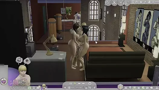 İki büyük memeli kız bana bir hediye veriyor