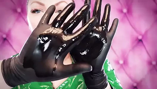 Asmr vid - nitril eldivenler ve yağ - fetiş glaminatrix arya grander - harika rahatlatıcı seksi sesli bakış açısı