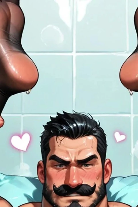 Büyük karınlı ve hamile erkekler şişman amcıklarını gösteriyor. Hentai porno animasyonu.