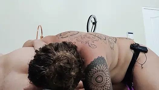 Rimjob and Strap-on Show While Camming Live