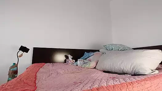 Naughty sexy milf trying on naked clothes. Sexy hairy latina trying on clothes in bed.