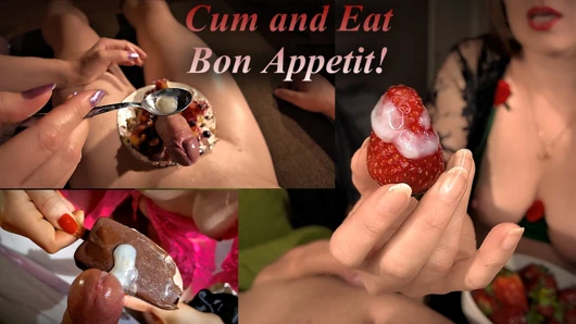 Semen Snack - Insatiable MILF Devours Cumshots on Berries & Chocolate