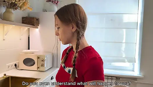 THE STEP-FATHER FUCKED HIS STEP-DAUGHTER FOR HER MISTAKE - SHE'LL HAVE TO WORK IT OFF WITH HER PUSSY