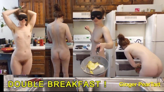 Çifte penetrasyon! Tamam, sadece çifte kahvaltı. Mutfakta çıplak bölüm 92