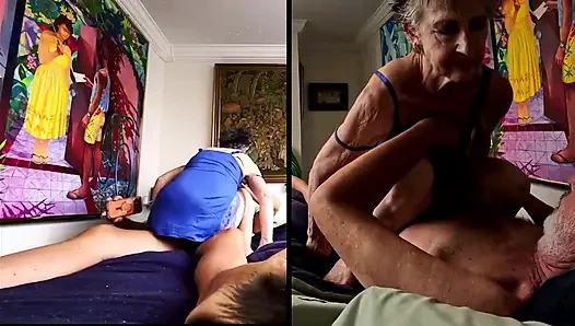 Yeni, mavi gecelikimi giyiyorum