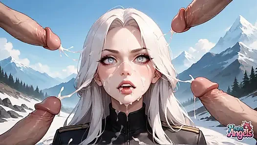 Snowy Summit 4-penise Semen Spray Orgy