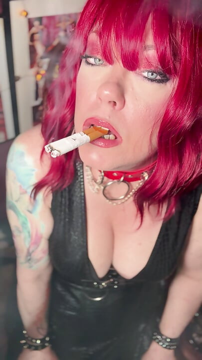 Goth Girl Tina Snua Joins 2 Cigarettes Together & Gives You A Smoke Show - Smoking Smoker