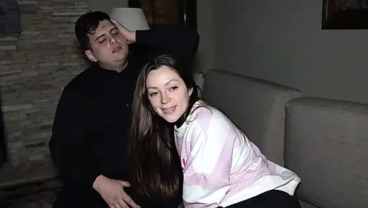 Luchiibb fucks her boyfriend's best friend next to the fat cuckold! CREAMPIEv