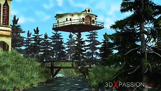 Güzel kadın elf zindanda büyük dev tarafından sikiliyor