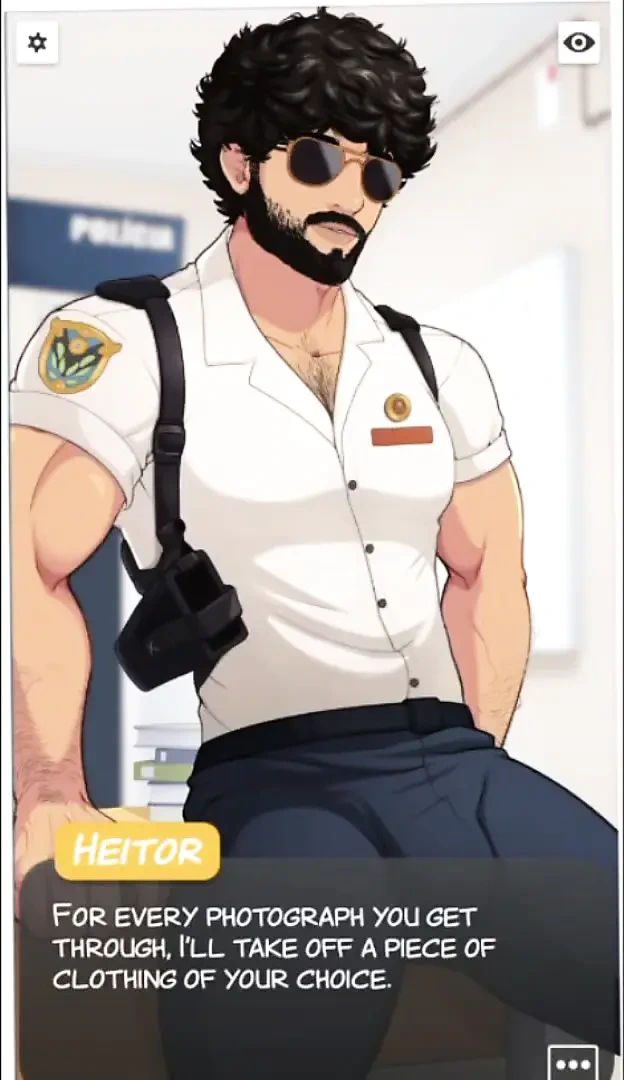 Manly detective waits for help to get totally naked.