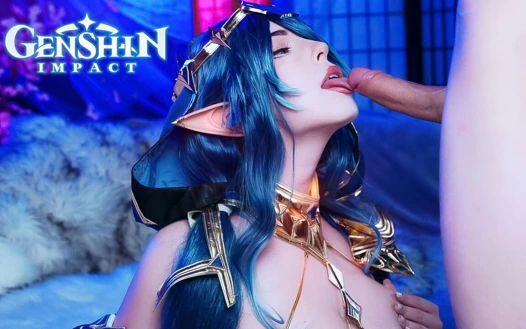 Genshin Impact. Layla büyük bir yarağı boğazına alıyor - mollyredwolf