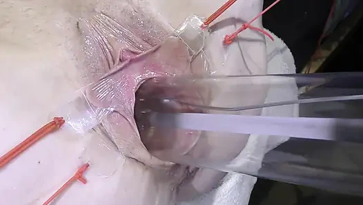 Uzak Yayılmış Vajina Yakın Çekimde Lambayla 1000watt