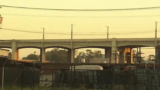 Azgın çift süslü arabalarından çıkıyor ve şiddetli bir şekilde dışarıda sikişiyor