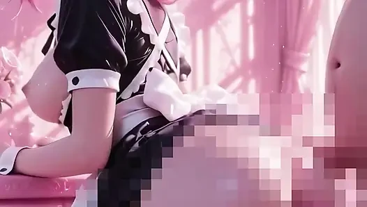Horny Pink Hair Maid Gets Her Tight Pussy Filled With Thick Cum in Pink Room - Messy Creampie