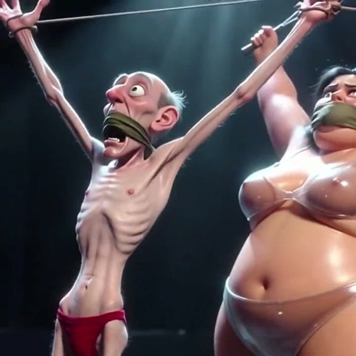 Yaşlı Adam Bağlandı - Fat SSBBW tarafından kırbaçla aşağılandı