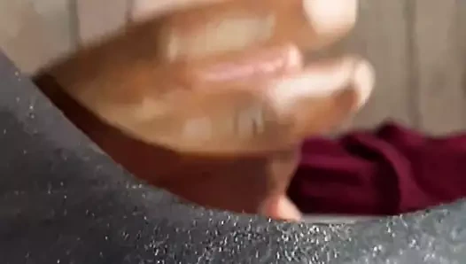 naylon çorap genç abanoz verir bir handjob