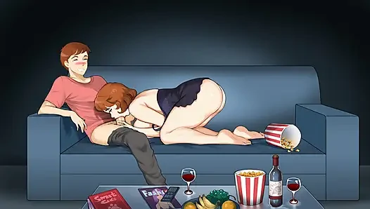 Üvey annem beni onunla film izlemeye, sonunda beni sikmeye davet ediyor -orta yaşlı seksi kadınlar plaza
