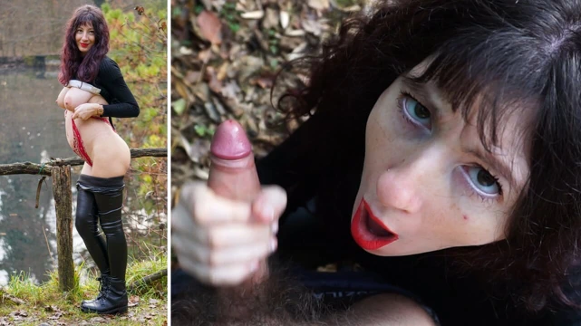 PREGNANT woman with lipstick takes you into the woods and gives you a!