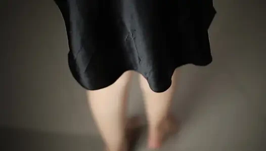 Black Satin Dress Lingerie  Cinematic