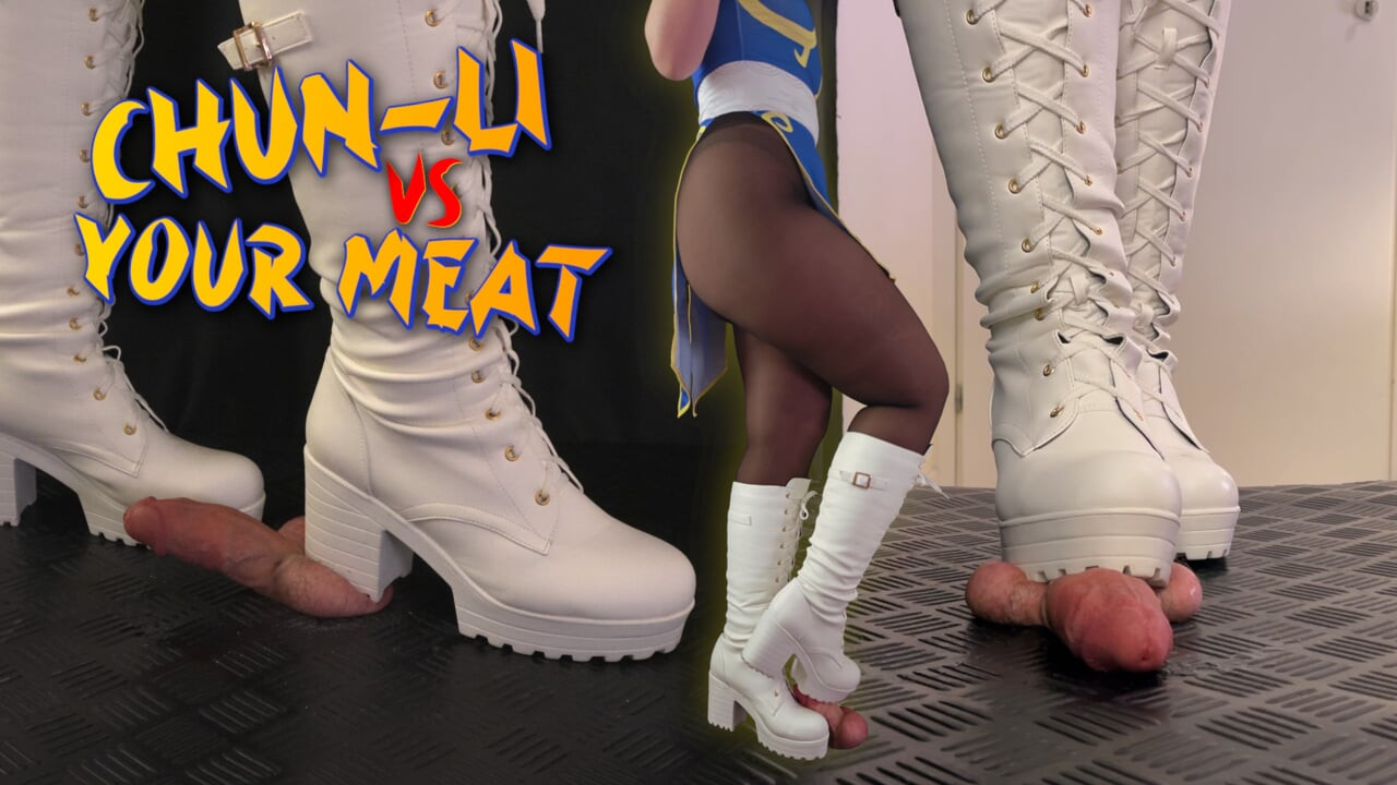 Chun-li ete karşı - yarak taşakları eziyor, ayakkabıyla muamele, çizme, cbt, taşak ezme, çiğneme, ezme