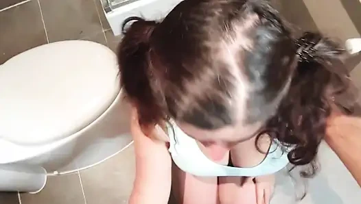 Stupid Stepdaughter Brushes Her Teeth with Cum, Stepdaddy Cheated Her