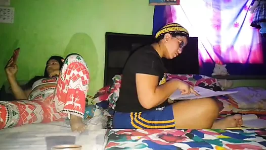 I masturbate my big pussy while my stepsister does her college homework