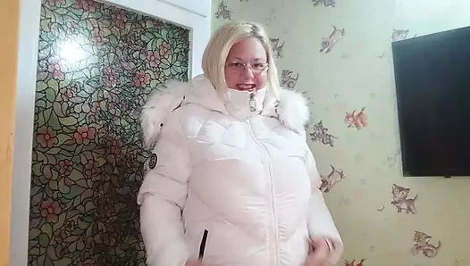 kışlık mont fetiş gösterisi, kambur ve fışkırtma