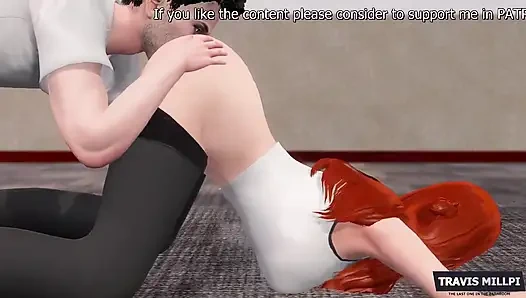 Seksi hatun yoga pantolonuyla çalışıyor