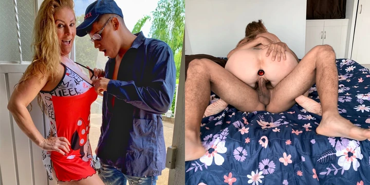 Televizyonu tamir etmeye geliyordum ve bu orta yaşlı seksi kadın beni bacaklarının arasına sıkıştırdı