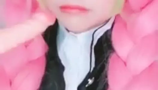 Chinese crossdresser cosplay mastürbasyon