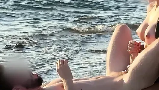 Hotwife Pegs Her Man Hard On Public Beach At Sunset