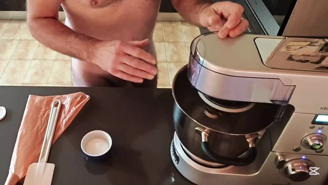 Cicci77 masturbates Pedro to collect the last cumshot and then prepares a small batch of meringues for a dear fan of his