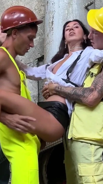 Gangbang at a construction site - a gang of men brutally fucks a sexy inspector | Clip 1