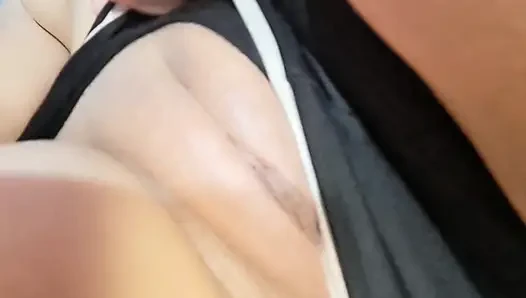 Stepsister is caught masturbating in the room and her big ass is seen