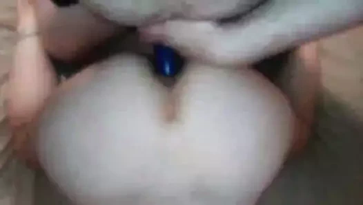 Dp beyaz sürtük soğan ganimet ile strapon