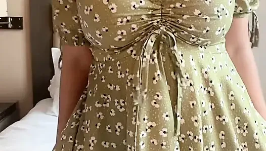 My green daisies girl masturbating with a dildo on the bed