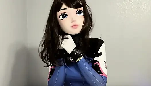 Çift maskeli kigurumi vibratör ve nefes oyunu