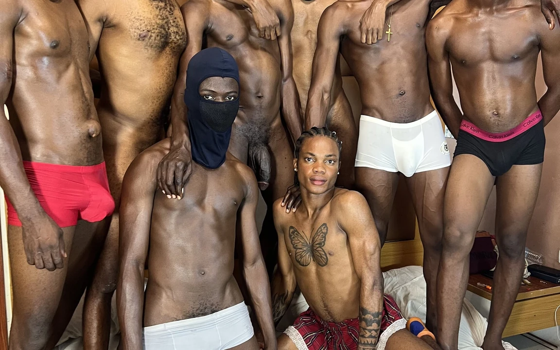 2 твинка против 6 черного большого хуя нигерийских мужиков, часть 2