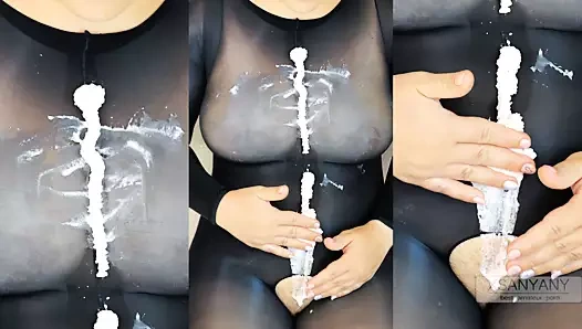naylon bodystocking içinde senin için krem şanti ile oynuyorum ve sonra duş alıyorum) xsanyany